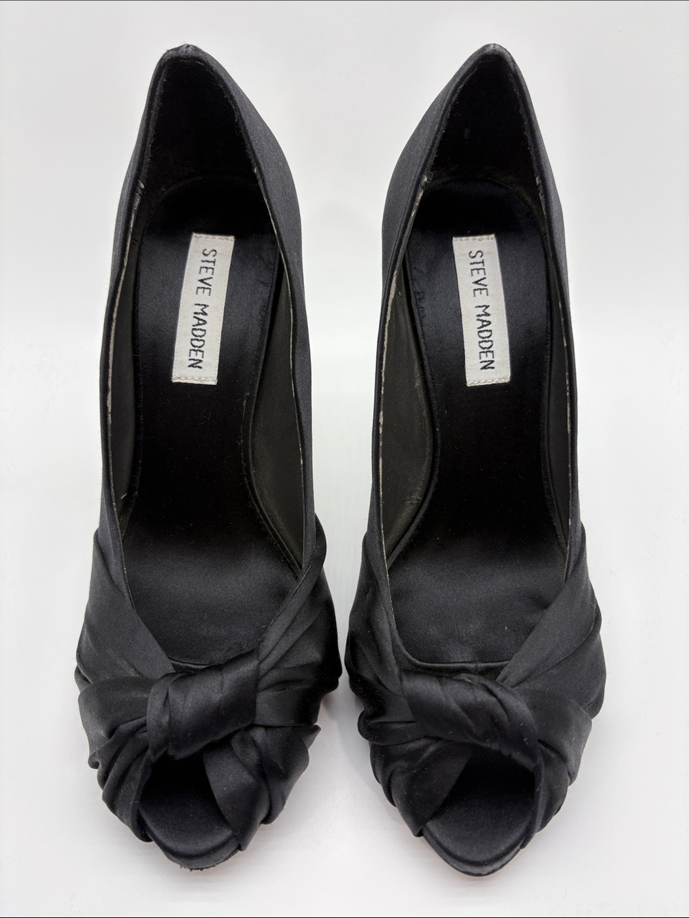 Steve Madden Black Knotted Peep-Toe Stiletto Heels